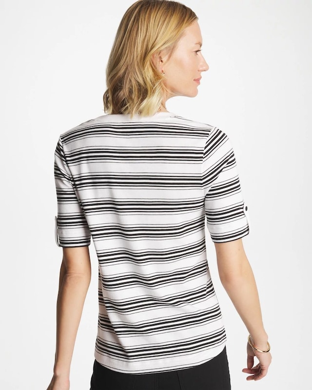 Pima V-Neck Tab Sleeve Tee - image 3